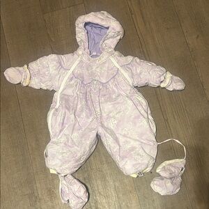 Lavender Snowsuit with Mittens vintage 90s Y2K